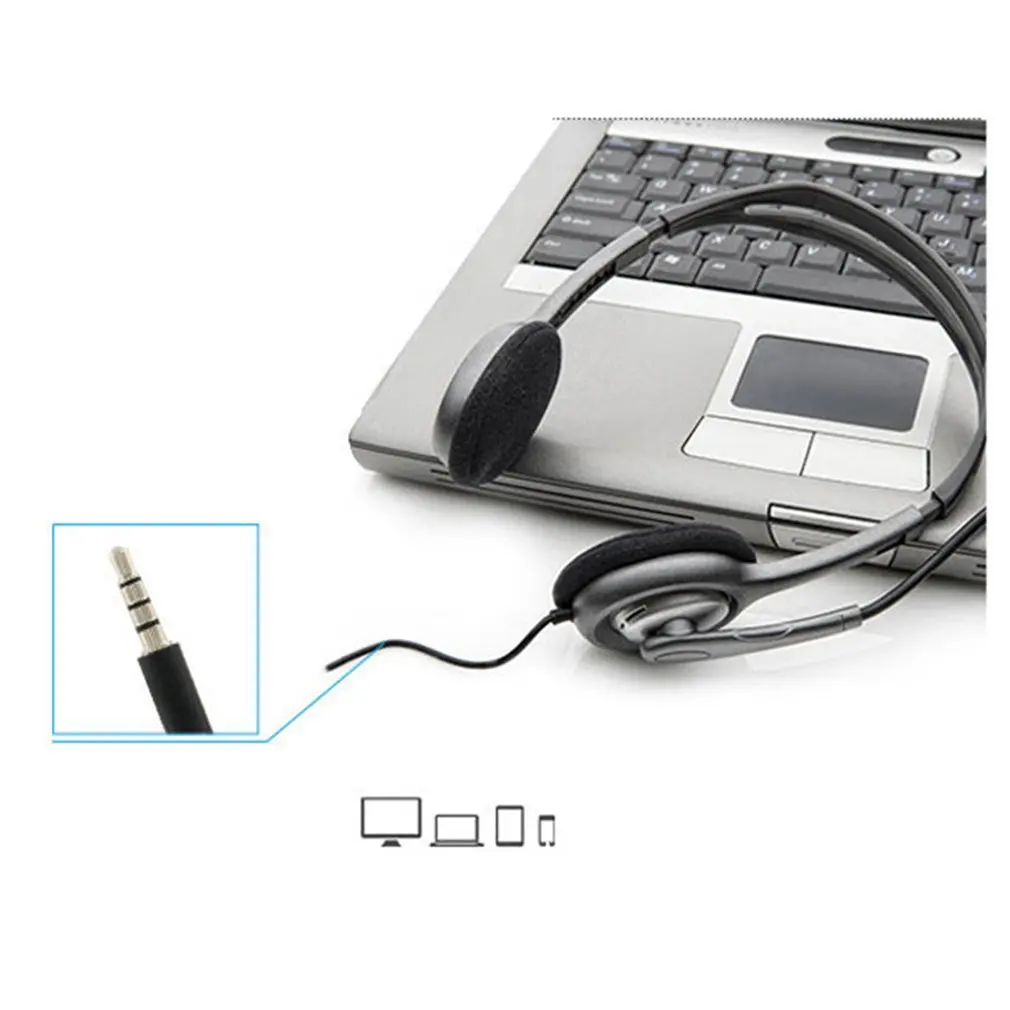 H111 Office Stereo Headset With Microphone 3 5mm Wired Noise Cancelling Headphone Mic Gaming Headset