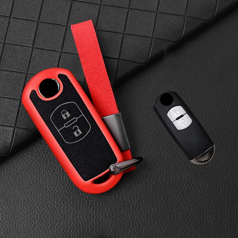 Fashion New Plastic+Leather TPU Car Key Case Cover Shell For Mazda 2 3 6Axela Atenza CX-5 CX5 CX-7 CX-9~17 Auto Accessories - Название цвета: A-red