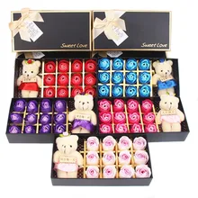 Романтическое мыло в форме розы с маленьким медведем отлично подходит на День святого Валентина, подарки для матери, свадьба JS23