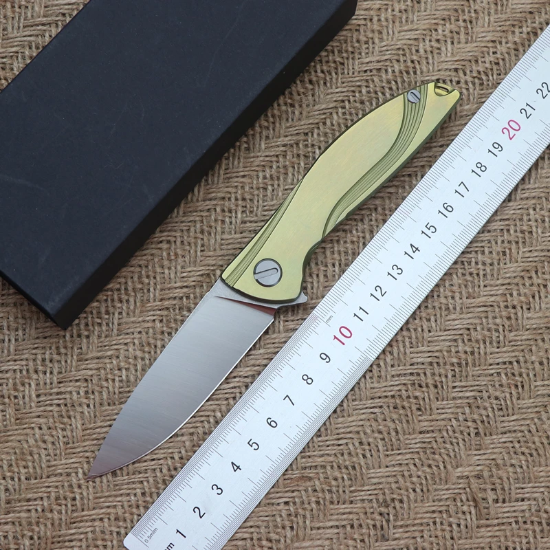 

Neon Folding Knife Ball Bearing D2 Blade TC4 Titanium Handle Outdoor Camping Multipurpose Portable Hunting EDC Tool