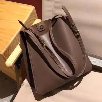 

2020 Winter Solid Cowhide Leather Large Capacity Luxury Lady Women's Bag Handbag Large Capacity Ladies Big Tote Sac Bols