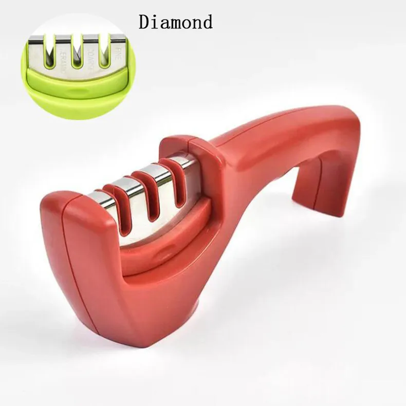 Diamond Professional 3 Stages Knife Sharpener Kitchen Sharpening Stone Grinder knives Whetstone Tungsten Diamond Ceramic Sharpener Tool - Цвет: Diamond