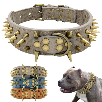 

Dog Collar for Large Dogs Cool Spikes Spikes Dog Collar Leather Pet Collar for German Shepherd Mastiff Rottweiler Bulldog