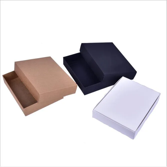 10pcs Kraft black white gift packaging box blank carton paper gift Cardboard box with lid High Quality Paper Boxes