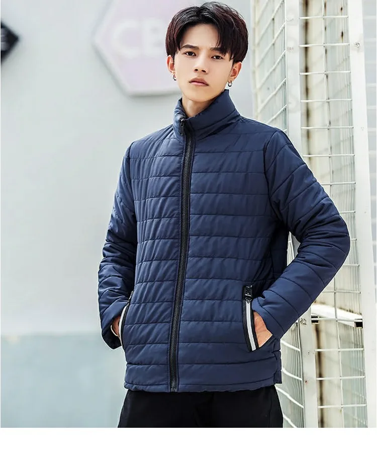 'Winter Men Casual Large Size Stand Collar Cotton-padded Clothes Korean-style Slim Fit Short Fashion Thick Cotton Coat