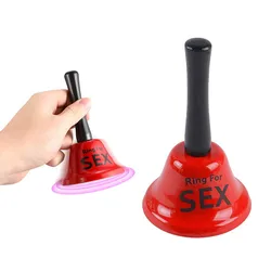 Handheld Red Funny Bell Ring Creative Manual Rattle Sex Hand Metal Bell Toy for Adult Party Bar Desktop Supplies