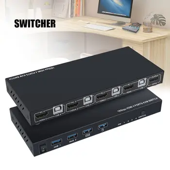 

Ultra HD 4K HDMI KVM Switcher 4 Ports Inputs and 1 Port Outputs HDMI2.0 Mouse Keyboard USB Sharer FKU66