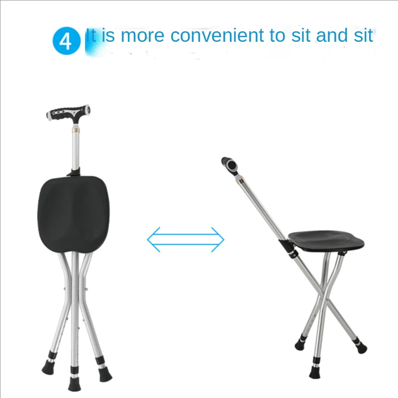 Aluminum Alloy Folding Cane Stool with Lamp Triangle Chair Elderly Chair folding stool folding chair