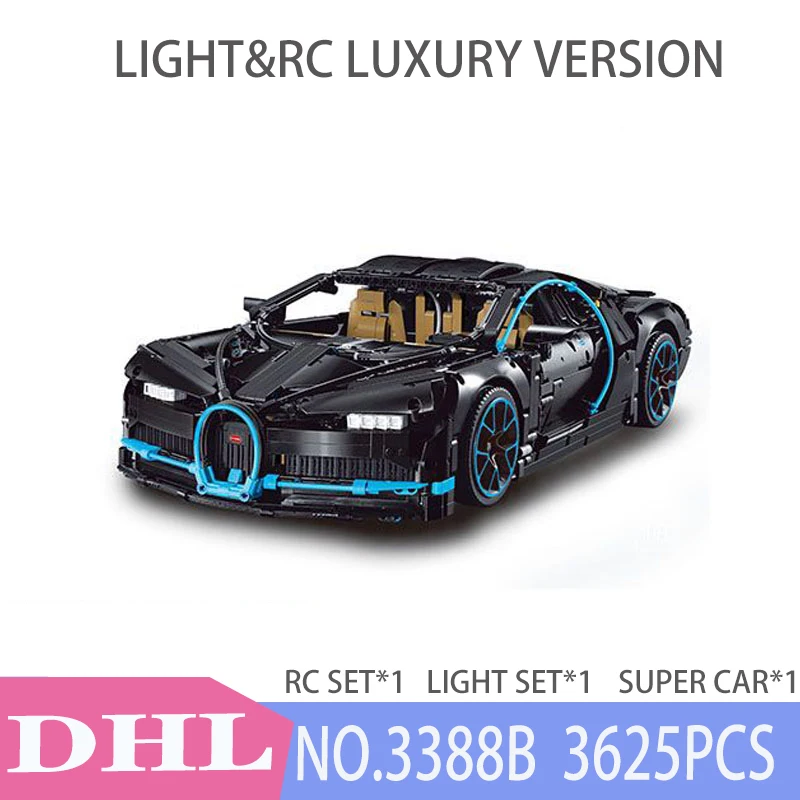 Блоки Decool Bugatti Chirons совместимые 20086 IegoSet Technic Voiture 42083 Строительные кирпичи развивающая игрушка подарок для ребенка - Цвет: WITH RC AND LIGHT