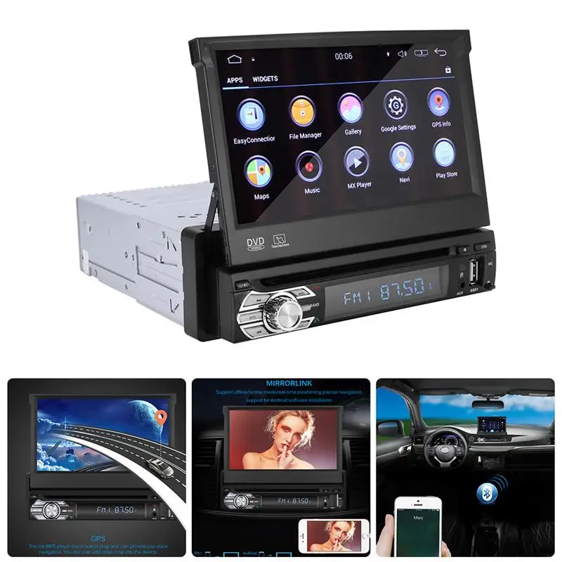AOZBZ 7 дюймов 1 Din Автомобильный плеер Android 8,0 Автомобильный Радио с DVD gps навигация Стерео Bluetooth USB TF FM BT AUX обратная камера MP5