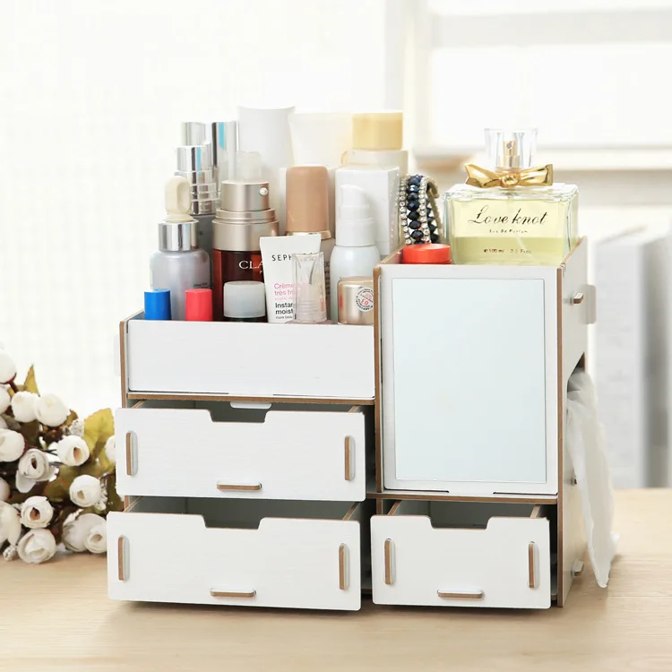 Light Beige Find Shor 41 многофункциональная креативная коробка для хранения DIY деревянный для косметики коробка для хранения - Цвет: Light Beige