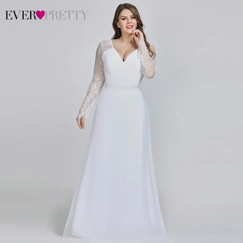 Вечерние платья Ever Pretty EP08692 женские осенние элегантные с v-образным вырезом и длинным рукавом кружевные Большие размеры Выпускные вечерние