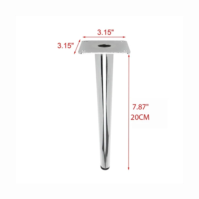 4Pcs Furniture table legs Silver Gold Metal Tapered Sofa Cupboard Cabinet Leg Feet 10/15//20/25/30 With Mounting Screws Straight feet 20cm