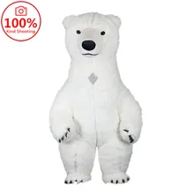 Costume de mascotte ours polaire gonflable à l'air, pour publicité de mariage, personnalisé, pour adulte, Costume Animal blanc et marron