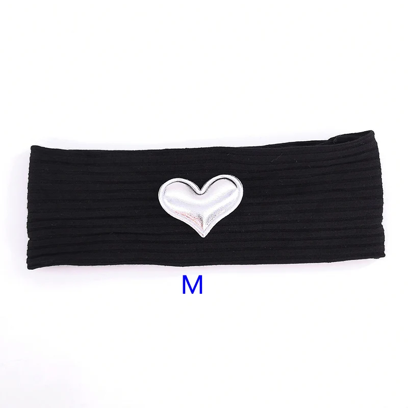 Мягкая повязка на голову из хлопка с сердечком для новорожденных девочек, летняя эластичная повязка на голову в рубчик, аксессуары для волос в виде тюрбана, подарки для новорожденных - Цвет: Black M Y