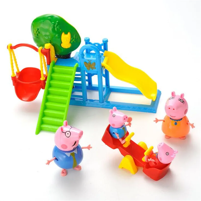 Peppa Pig серии развивающие детские игрушки модные роскошные вилла спортивный автомобиль семья полная роля кукла Фигурка модель детские