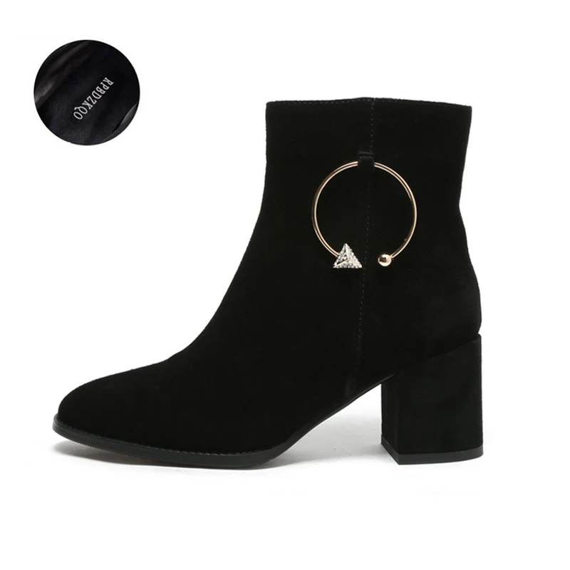 Luxe Merk Schoenen Vrouwen Laarzen Vintage Retro 2021 Zwarte Laarsjes Korte  Suede Hoge Hak Vierkante Teen Winter Fall Enkel Herfst chunky|Enkellaars| -  AliExpress