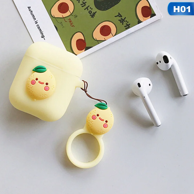 Мягкий силиконовый чехол авокадо, наушники для Apple Airpods, Bluetooth, беспроводные наушники, защитный чехол для кожи, брелок «клубника»
