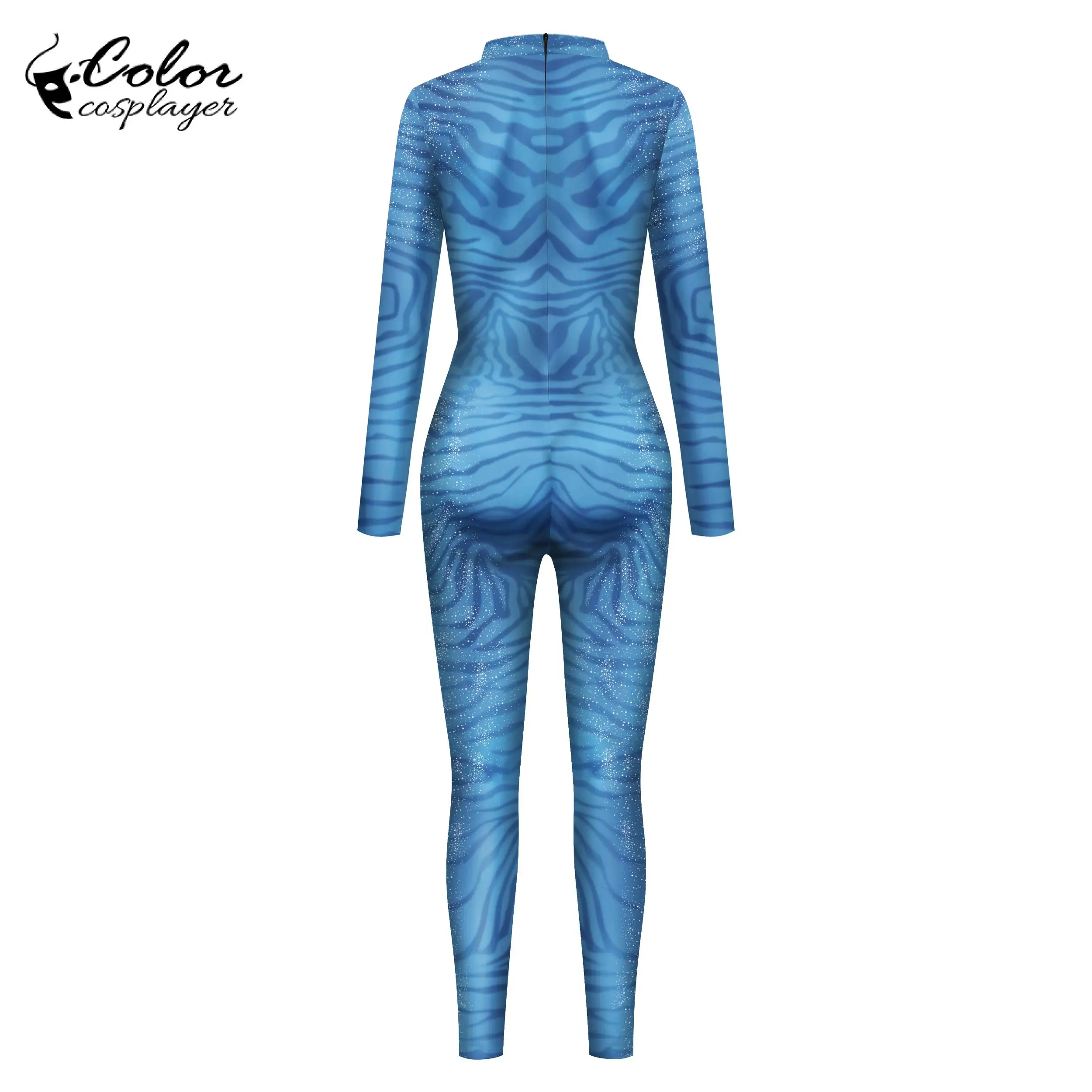 Color Cosplayer Movie Cosplay Costume Avatar 3D Digital Printing Women Sexy Spandex Outfit Long Sleeve Zentai Bodysuit Jumpsuits