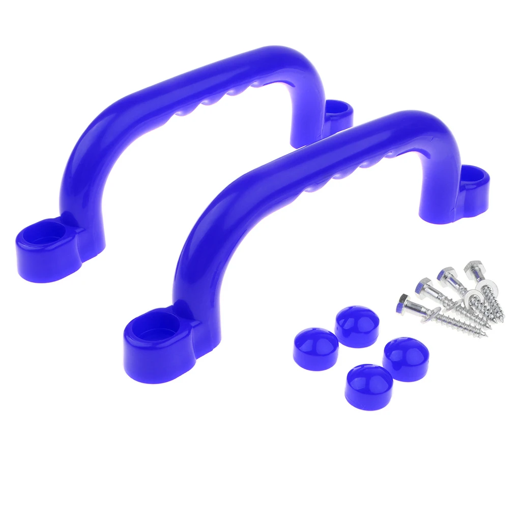 1 Pair Safety Nonslip Handle Mounting Hardware Screw Kits Playset Kids Garden Park Gymnastics Toy Blue
