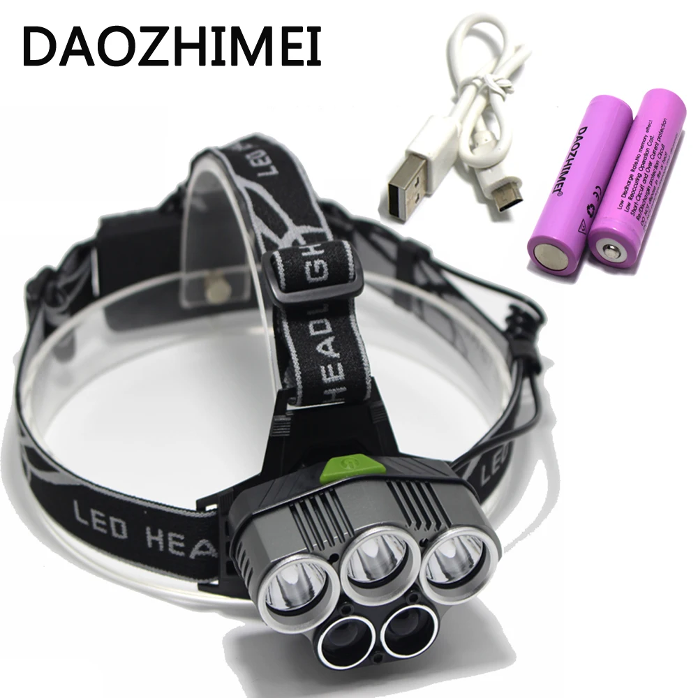 Налобный фонарь 5 светодиодов T6 Q5 8000 Люмен|led headlamp|cree led headlampq5 headlight |