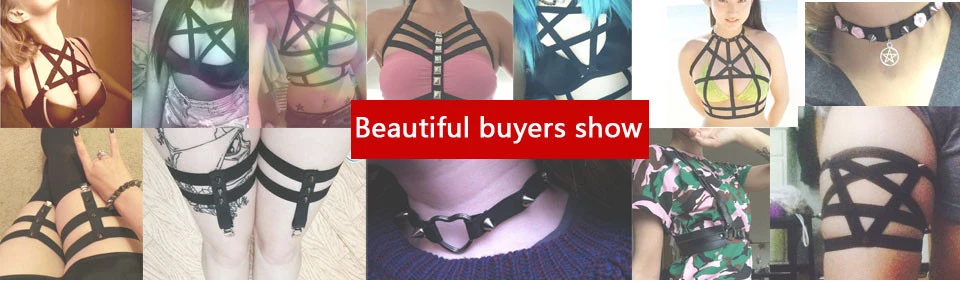 Description Picture 2 of itemHarajuku Neck Harness Bra Adjustable Sexy Body Harness Cage Elastic Crop Top Goth Women Cosplay Accessories Suspender Bra
