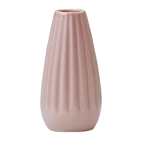 Garden Ceramic Mini Vase Stripe Planter Pot Ornaments Decor Decoration