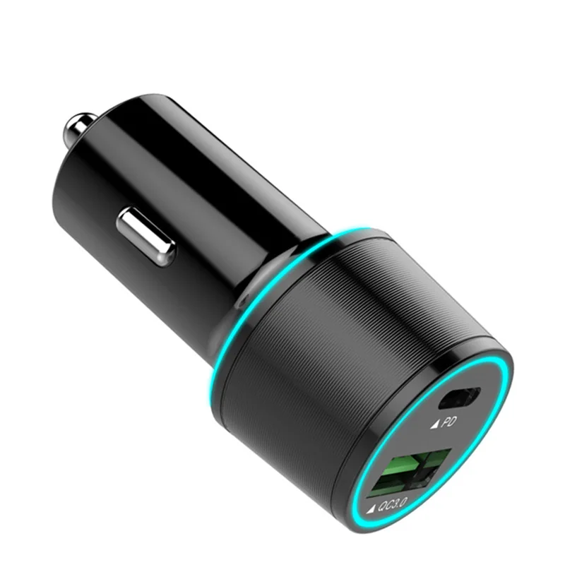 

Pdq c 3. 0 Dual-port Car Charger Fast Charge Type-C Metal Double Aperture 3.6-12v Certified Car Mounted Charger Factory
