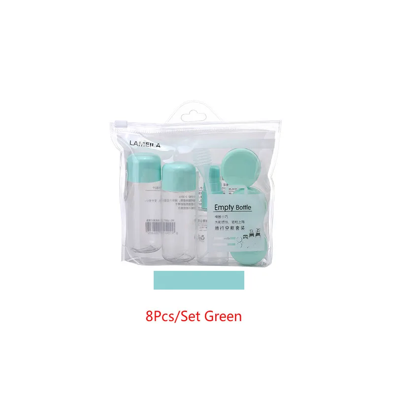 8Pcs Green 8 шт./компл. путешествия мини бутылка брызга бутылки с кремом для лица Пластик прозрачные Пустые Тени для век Макияж Контейнер - Color: 8Pcs Green