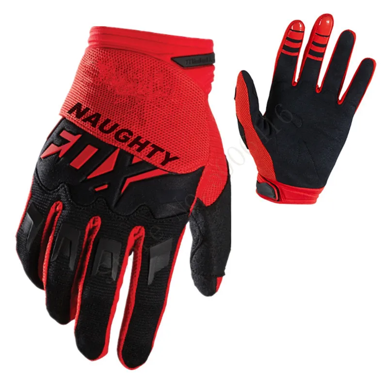 black red Полный палец 360 Naughty Fox перчатки мотоцикла Мото MTB перчатки BMX для мотокросса велоспорта мужские перчатки без пальцев для внедорожных DH велосипед MX Dirt перчатки - Цвет: black red