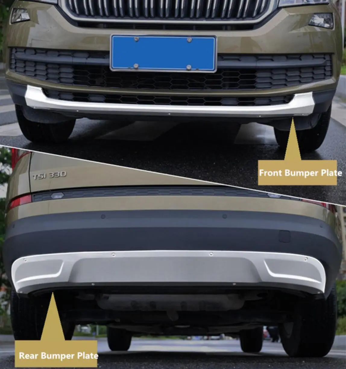 Для SKODA KODIAQ Передний+ задний бампер диффузор из нержавеющей стали бамперы защитная накладка