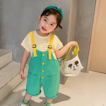 

2020 Wholesale Girls 2 Pcs Set -Shirt+Overalls Cotton Girls Suits 1-6 years QA982