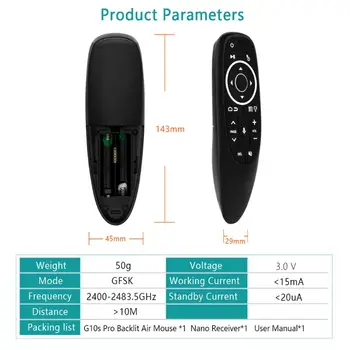 

G10S Pro Voice Control Air Mouse with Gyro Sensing Remote Backlit for TV box PC Q6PA