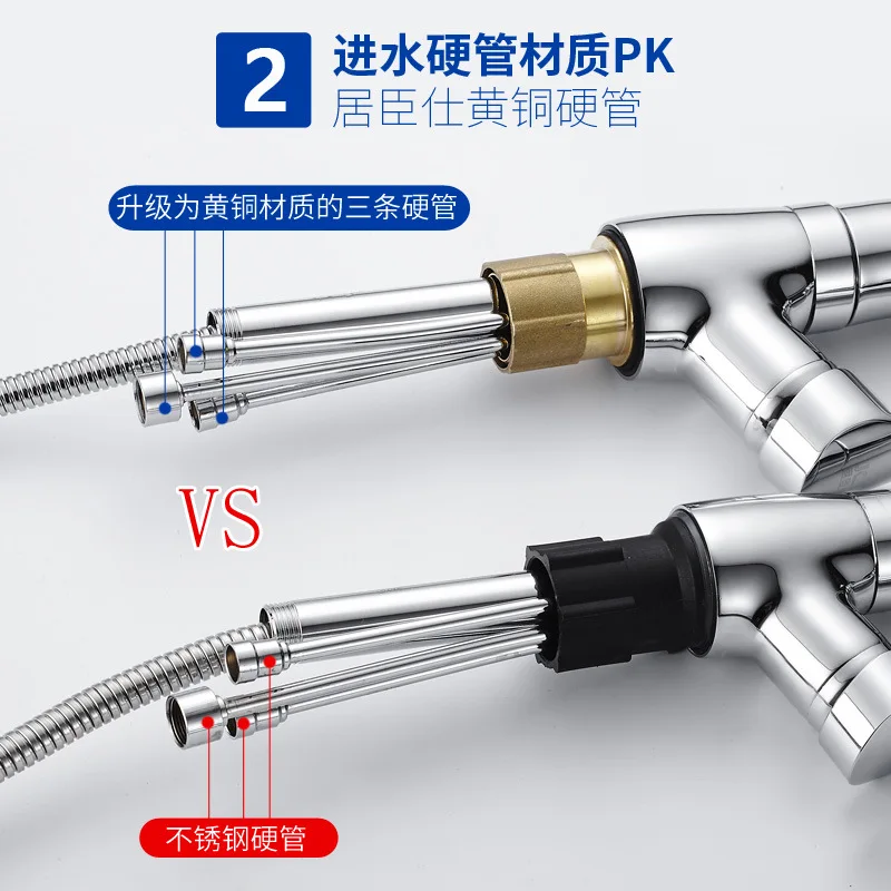 Bathroom Basin Sink Faucets Crane Lift Up and Down Gold Polished 360 Degree Water Mixer Tap Pull Out Hot and Cold Water Mixer