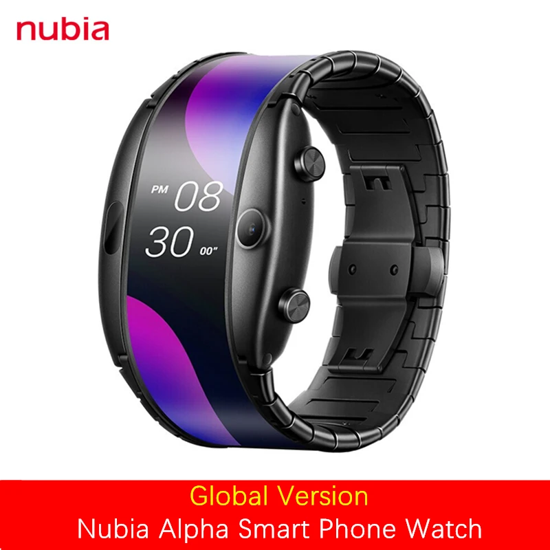 US $59.99 Global Version ZTE Nubia Alpha Smart Watch 1G 8G 401 Foldable Flexible Screen Snapdragon 8909W Bluetooth calling 500W Camera