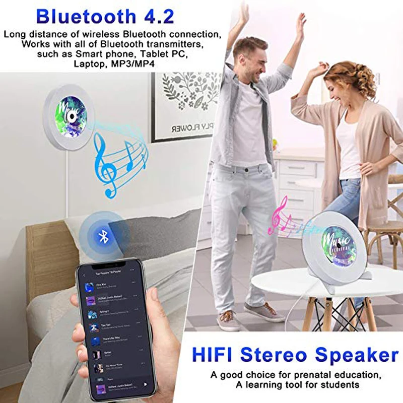 QPLOVE CD dvd-плеер настенный светодиодный с экраном Bluetooth 4,2 USB флеш-накопитель HDMI AV видео пульт дистанционного управления мультимедийный плеер