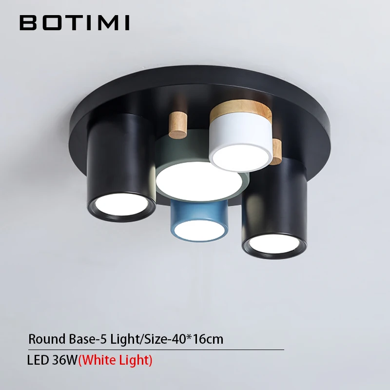 Round-5 Light BOTIMI Необычные цилиндрические потолочные светильники для гостиной, современные круглые потолочные светильники для спальни, Черное длинное комнатное освещение - Цвет корпуса: Round-5 Light