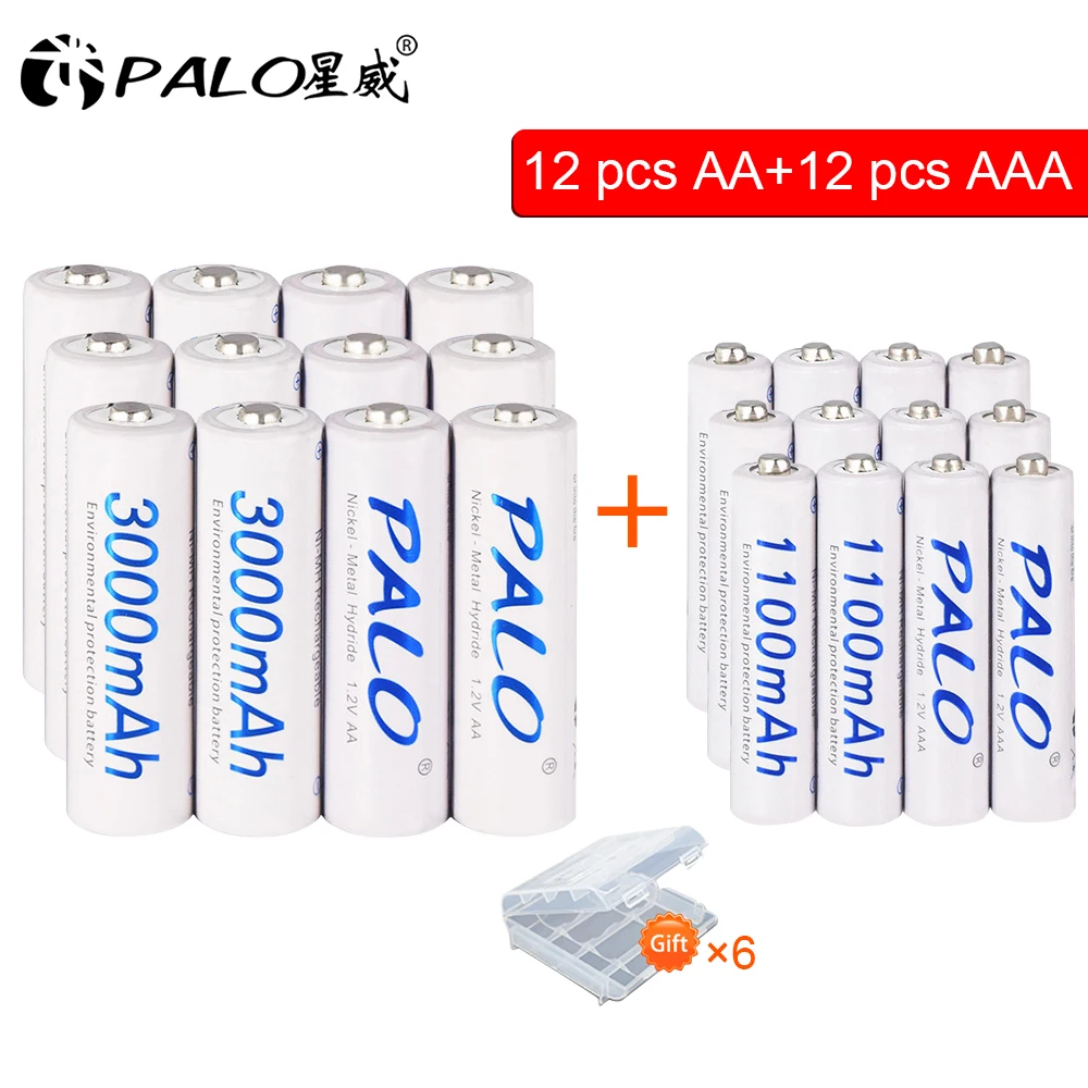 PALO-pilas AA y AAA recargables, pilas AA y AAA de 1,2 V, ni-mh, 2A, aa,  3000mAh/3A, 1100mAh, 4-32 unidades - AliExpress