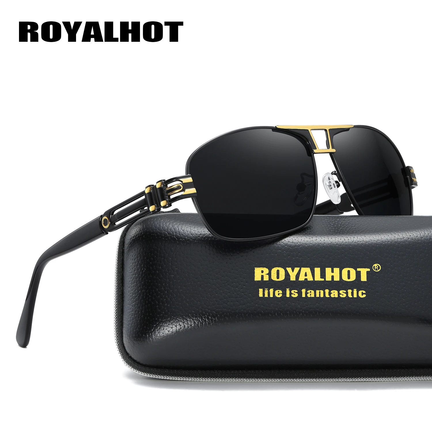 RoyalHot поляризационные прямоугольной формы солнцезащитные очки в оправе мужские и