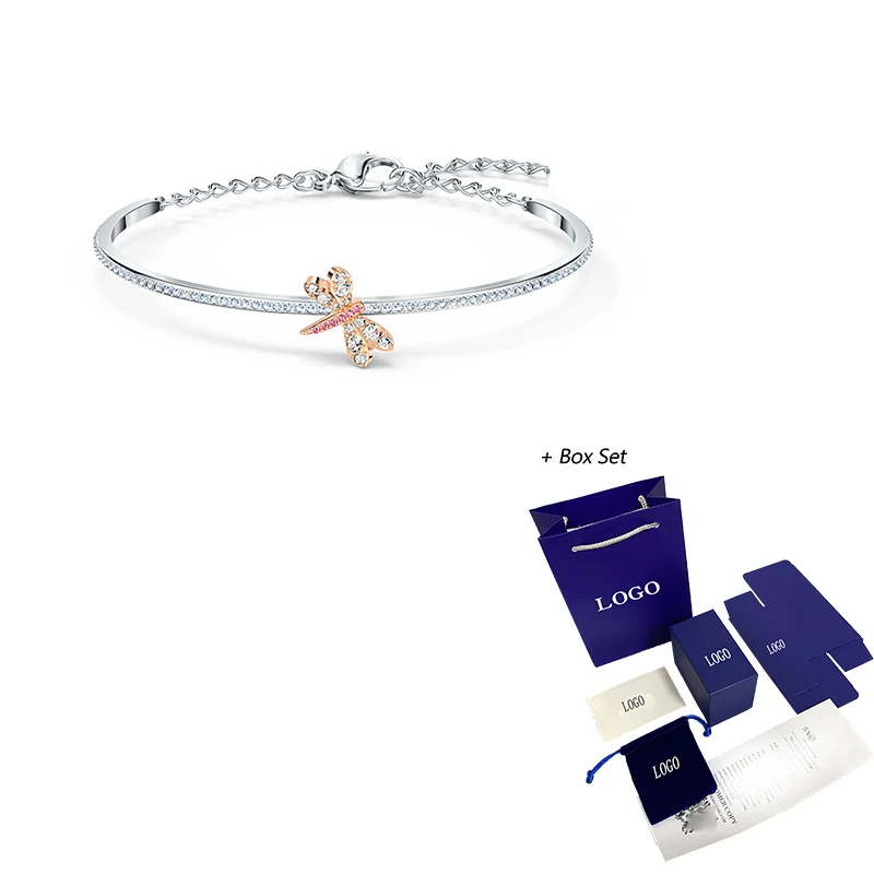 

2020 Fashion SWA ETERNAL FLOWER New Bracelet Dragonfly Shape Dragonfly Pavé Zircon White Gold Bracelet Women Fashion Luxury Roma