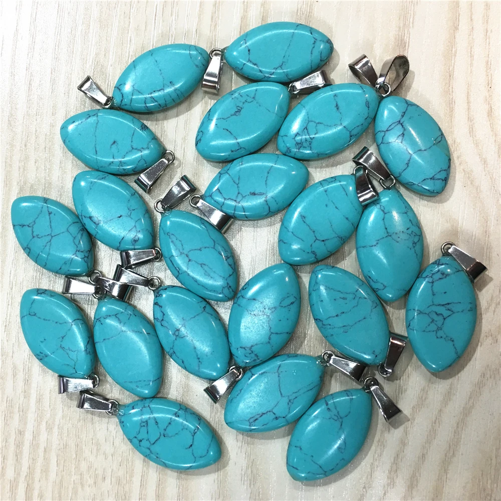 Turquoise Горячая мода унисекс натуральные драгоценные камни камень Кристалл Подвески бирюза амулеты Mariquesa Для Изготовление Ювелирных ожерелий 25 шт - Окраска металла: Turquoise