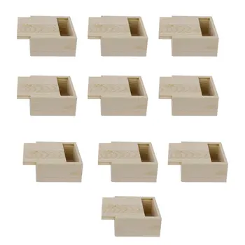 

10pcs Handmade Sliding Cover Box Small Wooden Box Soap Container Desktop Organizer Storage Box for Soap Jewelry Home