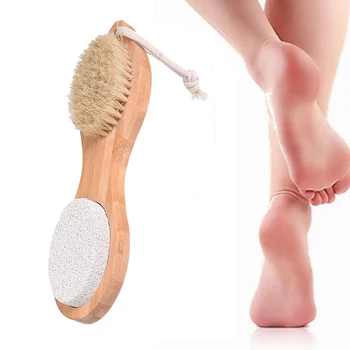 

4 In 1 Pedicure Treatment Dead Skin Remover Tools Grinding Bamboo Body Care Foot brush Double Sided Exfoliating Spa Massager