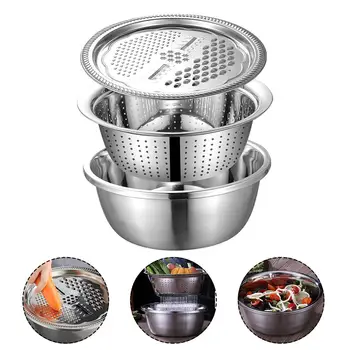 

3PCS/Set Kitchen Graters With Multifunctional Stainless Steel Basin Kitchen Accessories Kit for Vegetables Fruits Salad