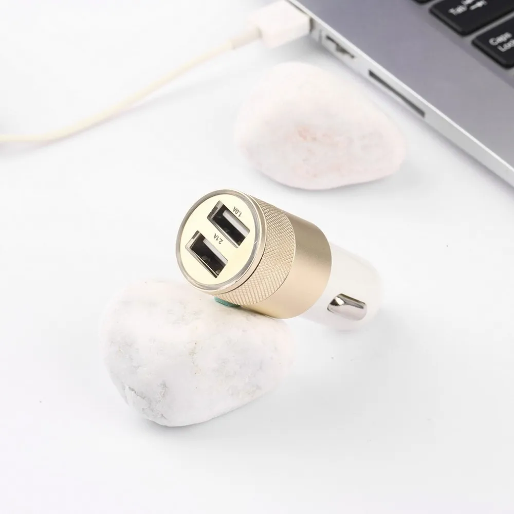 Модные 12v 24v 2.1A 1.0A алюминий, двойной usb 2-портовый USB универсальный автомобильный адаптер для нормальных Usb для мобильного телефона