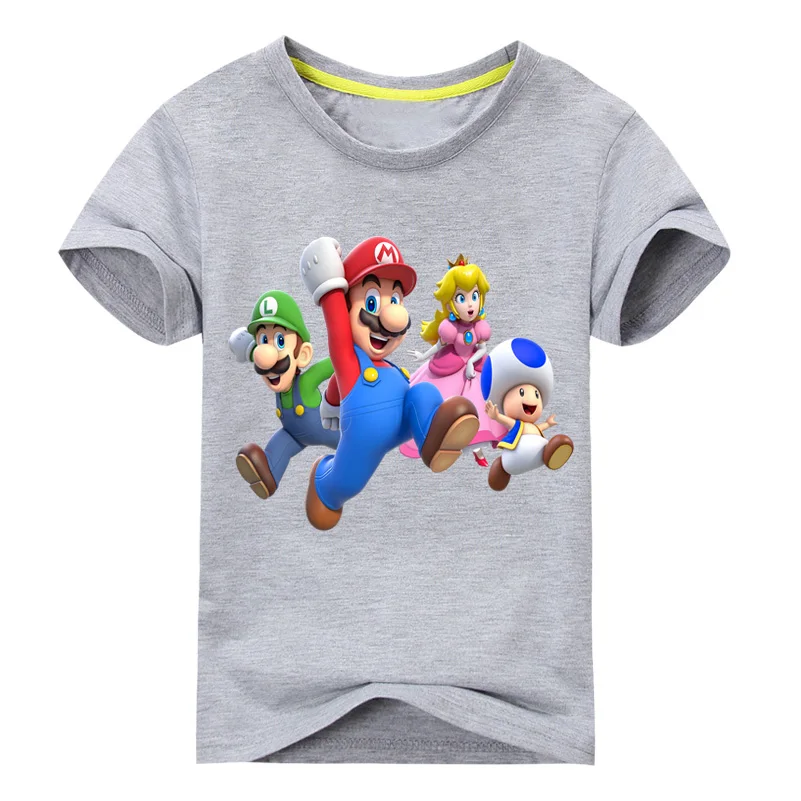 Футболки для мальчиков и девочек с изображением супер Марио, Луиджи, гриб, персик, топы для детей, футболка с короткими рукавами, одежда, Детская футболка, футболка для малышей