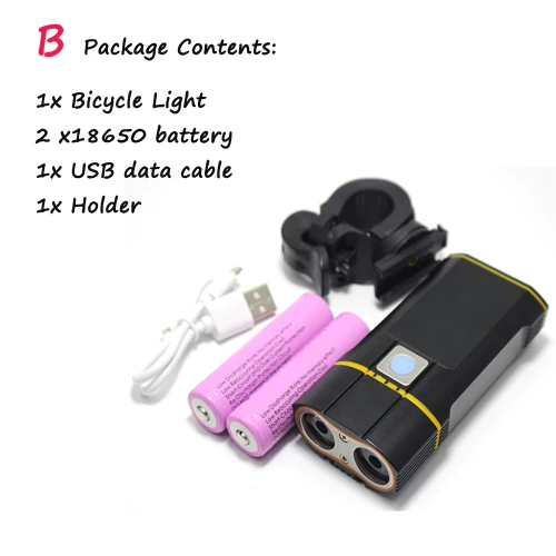 Велосипедный светильник, водонепроницаемый, многофункциональный, походный фонарь, 2* T6, usb зарядка, Рабочая лампа, велосипедный, велосипедный, походный, тентовый светильник - Испускаемый цвет: B