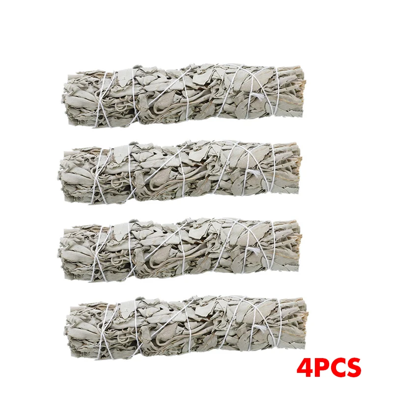 4Pcs sage bundle 2/4/6/12/16 пряди настоящая белая шалфея из чистого золота лист растения для комнаты очистки очистка дыма принадлежности обратного Ладан лист - Аромат: 4Pcs sage bundle