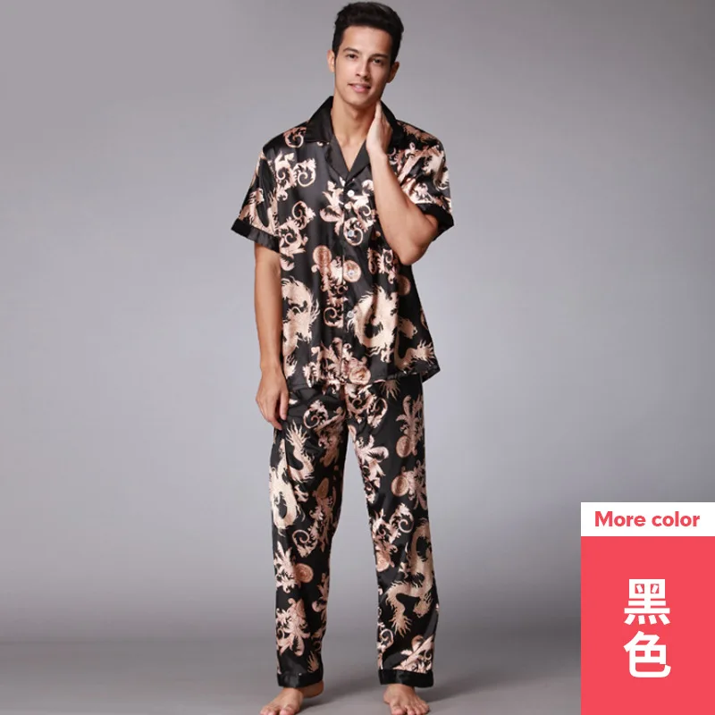 Summer Mens Pajamas Set Silk Pajamas 