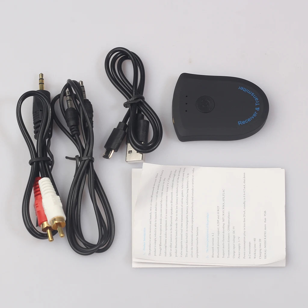 2 in 1 Transceiver w/ 3.5mm Male to 2RCA Male Cable HIFI Adapter for TV MP3